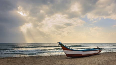 Calm seas, waiting boat thumbnail